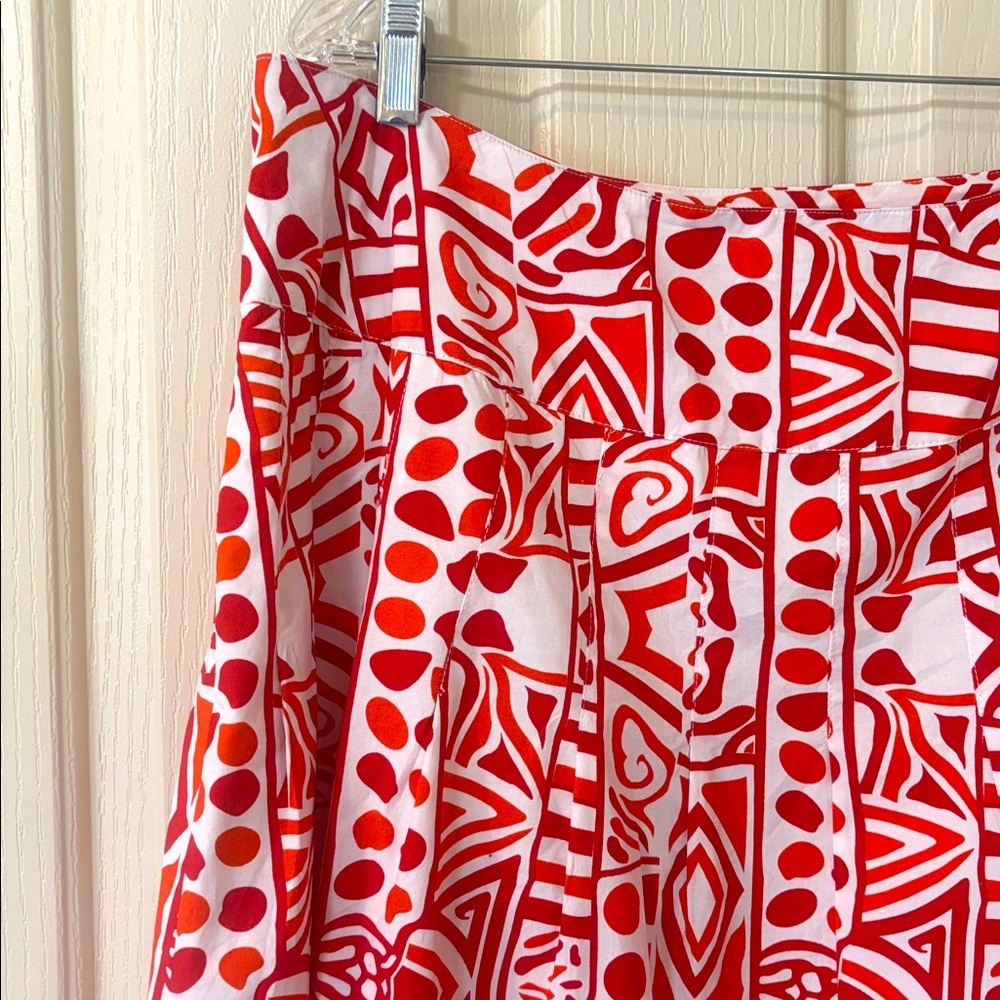 EUC Ashley Stewart Red, Orange & White A-Line Skirt - Picture 4 of 8
